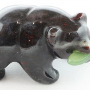 Jasper bear with nephrite fish