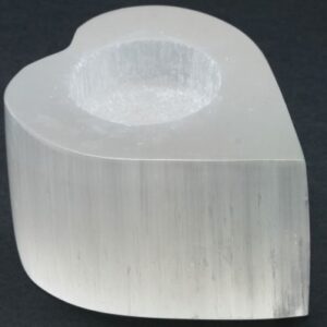 Selenite candlestick - heart-shaped