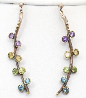 Amethyst, citrine, olivine, topaz earrings