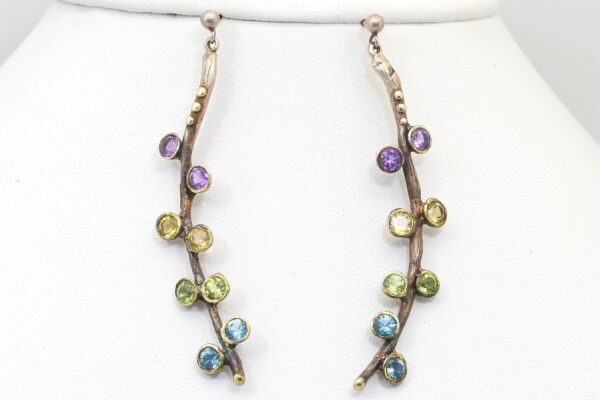 Amethyst, citrine, olivine, topaz earrings