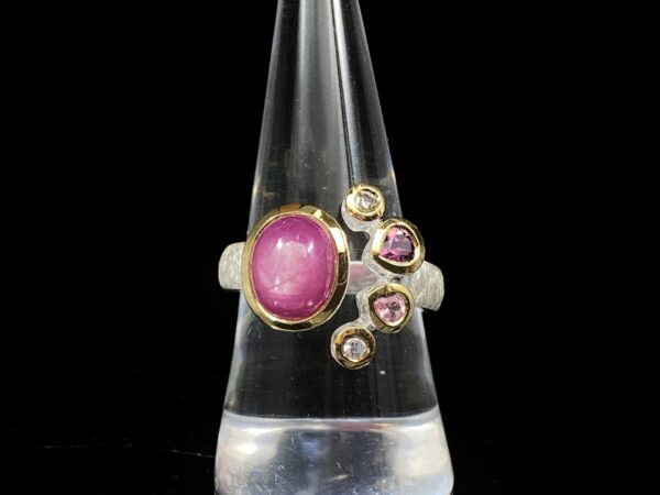 Prsten rubín, diamant, turmalín - Image 3